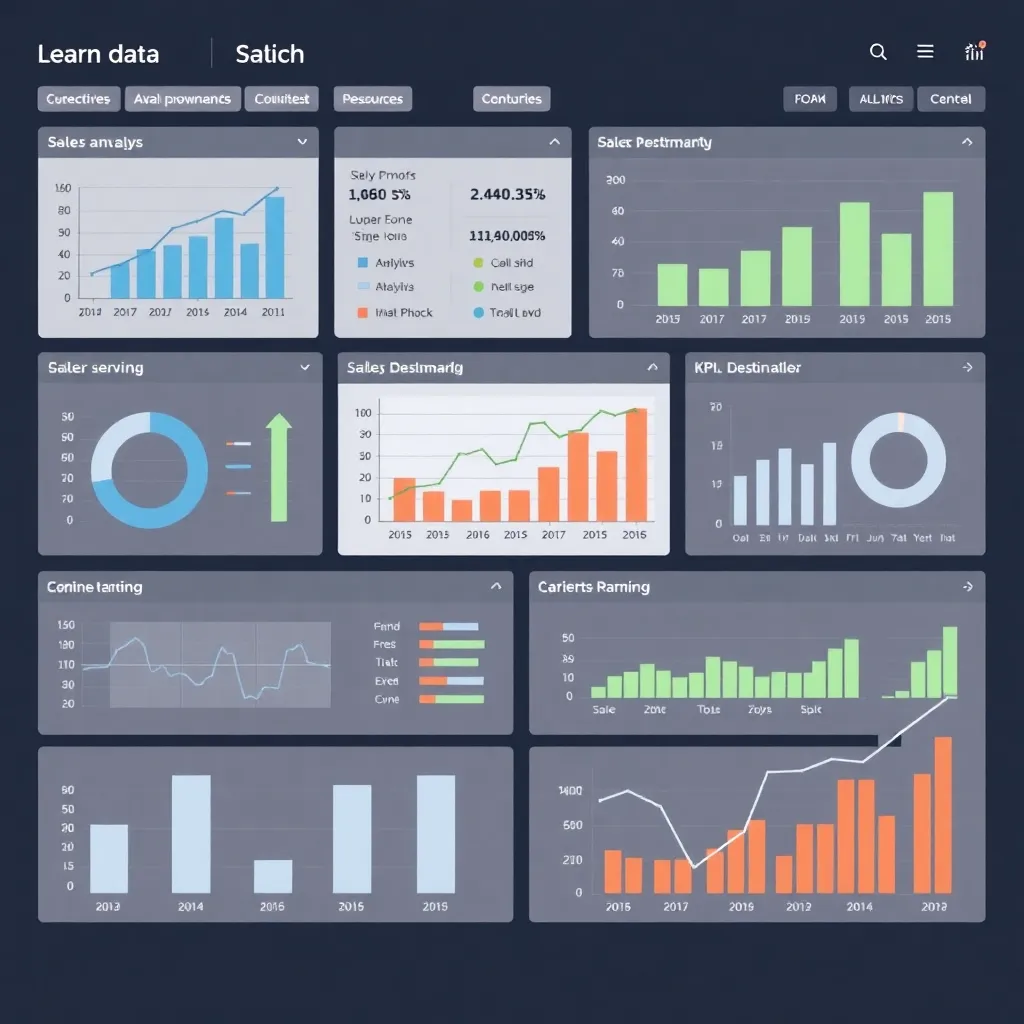 Ukážka obchodného dashboardu s viacerými grafmi a KPI indikátormi